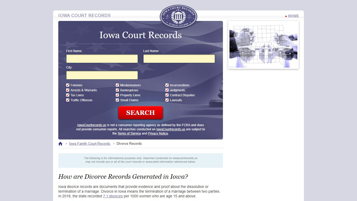 Iowa Divorce Records Search | IowaCourtRecords.us
